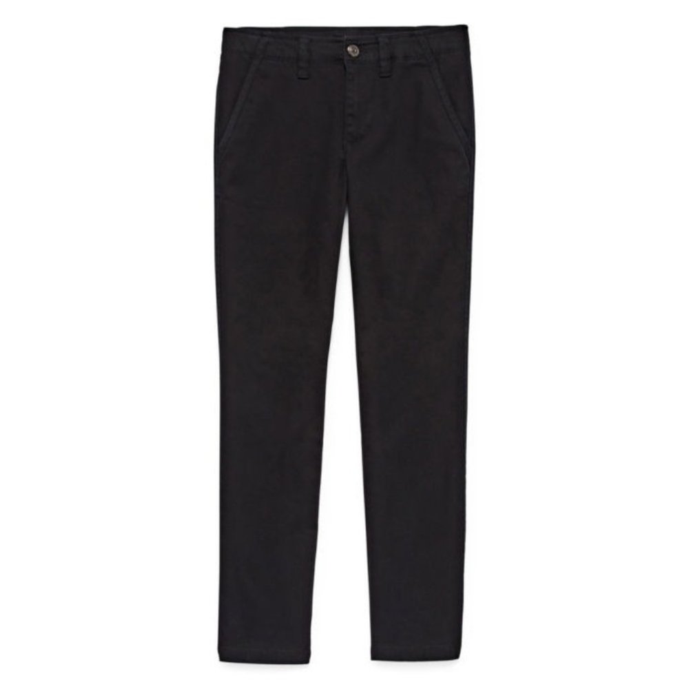 Arizona Boys Straight Flat Front Black Chino Pants